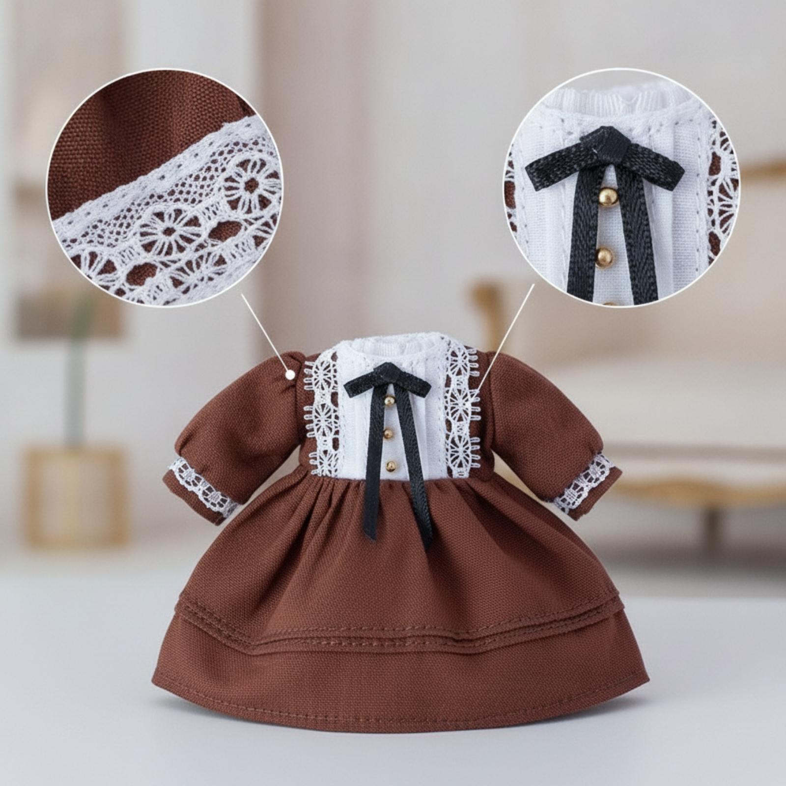 Vintage Collectible Clothing - 1/12スケール ドールハウス用衣装 ヴィンテージ長袖レースドレス ミニチュア衣装 ドールコレクション用