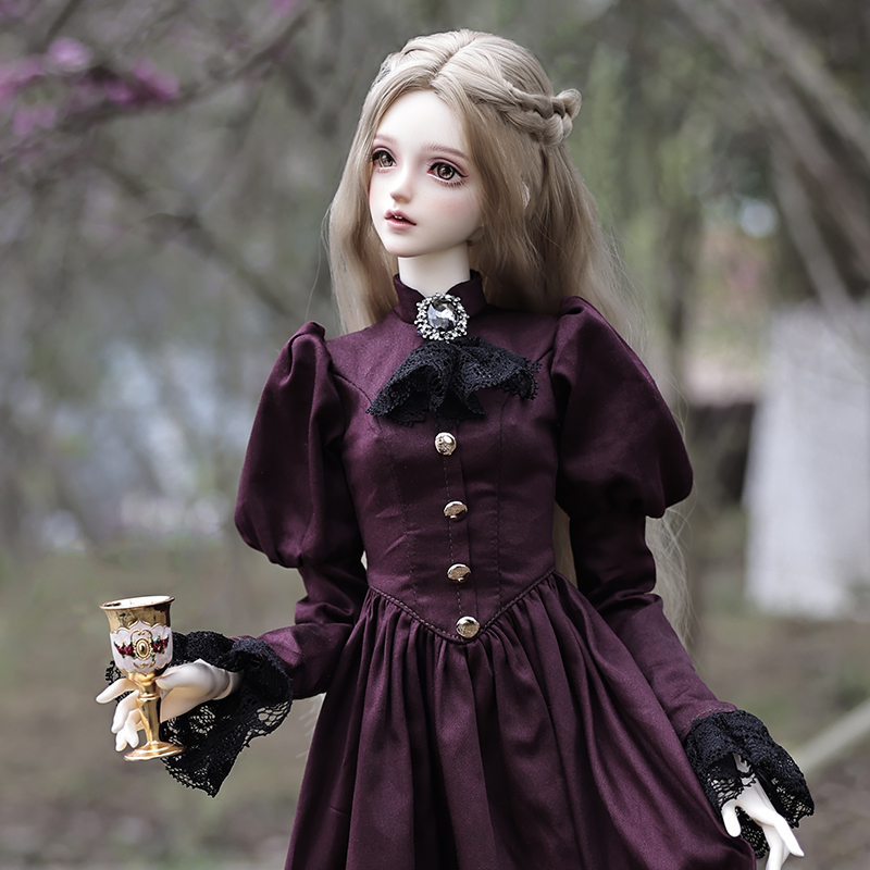 Vintage Collectible Items - Elina bjd-エレガントなヴィンテージの女性の人形,かわいい人形,明るい紫色のドレス,樹脂,芸術的なおもちゃ,おとぎ話,1/3