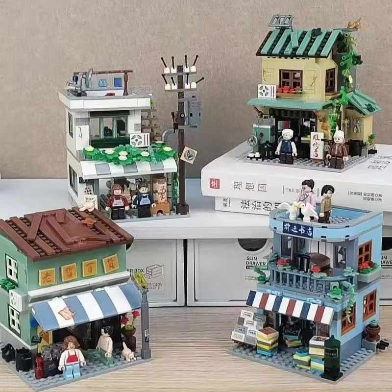 Vintage Collectible Stores - ミニストリートヴィンテージデパートビルディングブロックレトロ古い店舗モデルレンガDIY組み立てホームデコレーションコレクターズアイテムクリスマスギフト