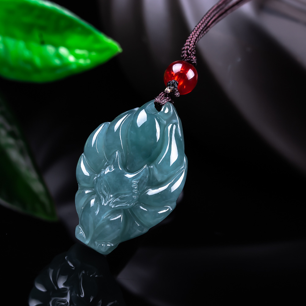Vintage Necklace - 天然ビルマ翡翠フォックスペンダントネックレスヴィンテージアクセサリー宝石本物の翡翠デザイナーファッションジュエリー女性へのギフト