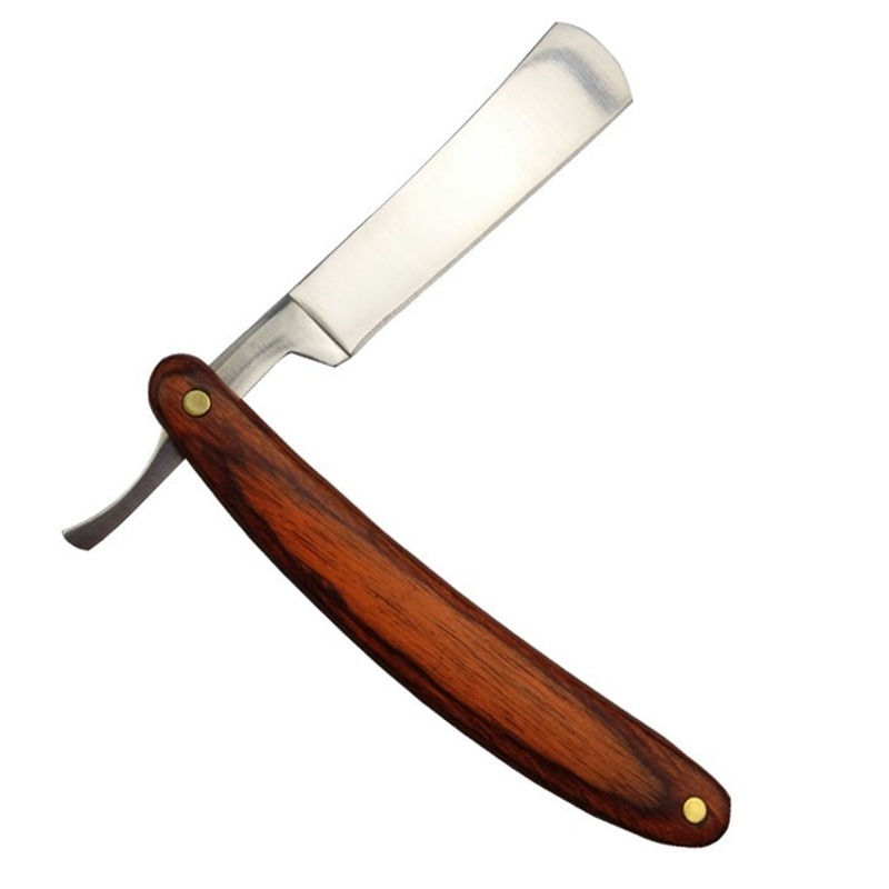 Vintage Collectible Knife - ヴィンテージ木製ハンドルストレートエッジステンレス鋼理髪師かみそり折りたたみシェービングナイフ