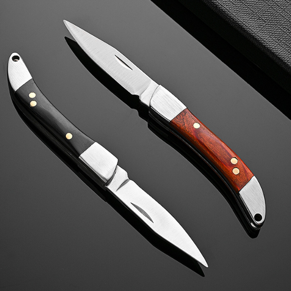 Vintage Collectible Knife - ヴィンテージ曲木ハンドル折りたたみポケットナイフ 2 色オプションの真鍮リベット強化ミニポータブル EDC 切断ツール Dai