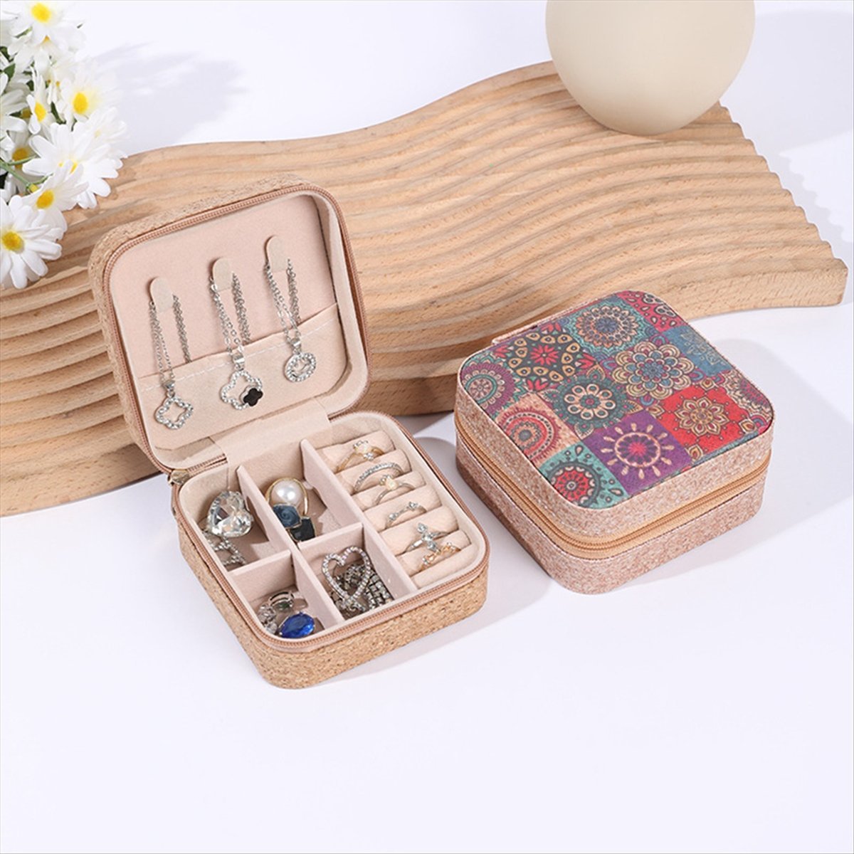 [N84R] 4個入り ヴィンテージコルク製ジュエリーボック - Vintage Necklace のレビューと価格