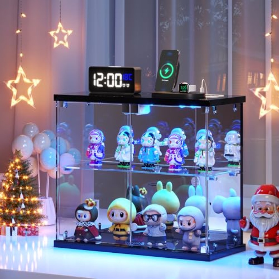 2個セット LEDライト付きガラスディスプレイケース（コレク - Collectible & Vintage Dolls For Christmas のレビューと価格