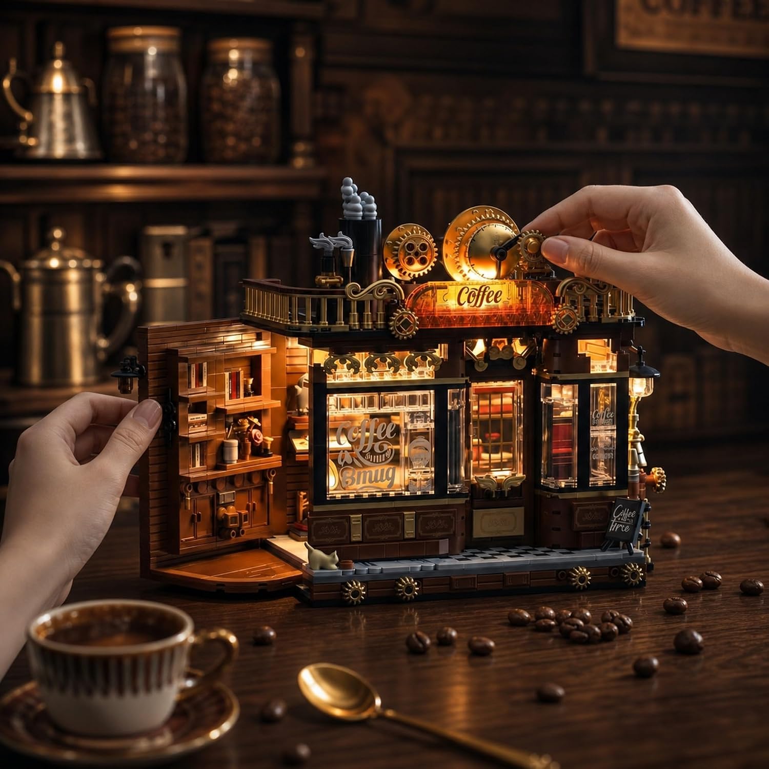 1606ピース スチームパンク コーナーコーヒーショップ ビ - Vintage Collectible Shop のレビューと価格