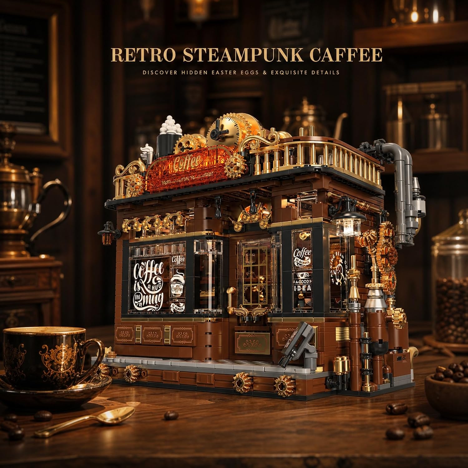 1606ピース スチームパンク コーナーコーヒーショップ ビ - Vintage Collectible Shop のレビューと価格