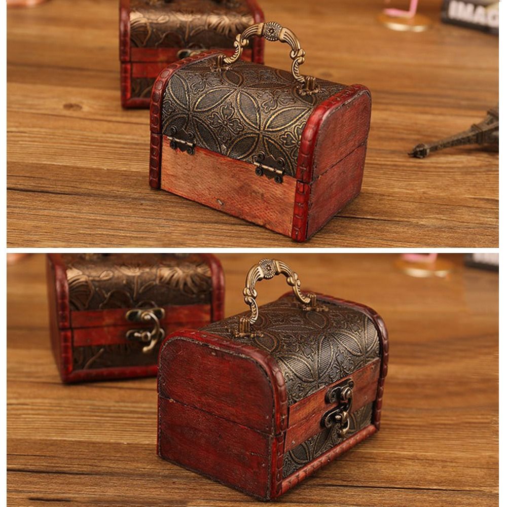 クリエイティブなミニ木製ジュエリーボックス、ハンドル付き、ヴ - Vintage Collectible Show のレビューと価格