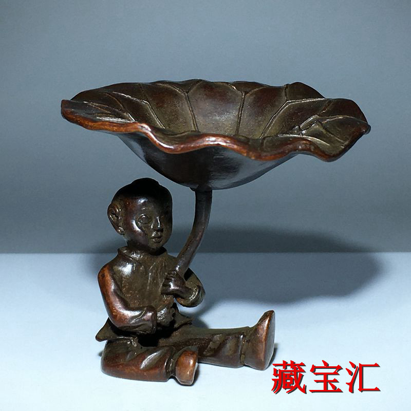 ヴィンテージアンティーク蓮の葉子供像ブロンズ製田舎古物コレク - Vintage Collectible Items のレビューと価格