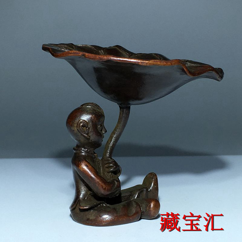 ヴィンテージアンティーク蓮の葉子供像ブロンズ製田舎古物コレク - Vintage Collectible Items のレビューと価格