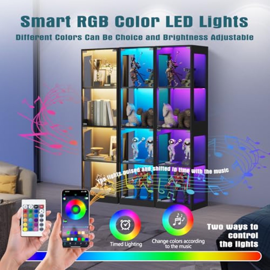 コレクション用のLED RGBライト付きガラスディスプレイキ - Collectible & Vintage Dolls For Christmas のレビューと価格