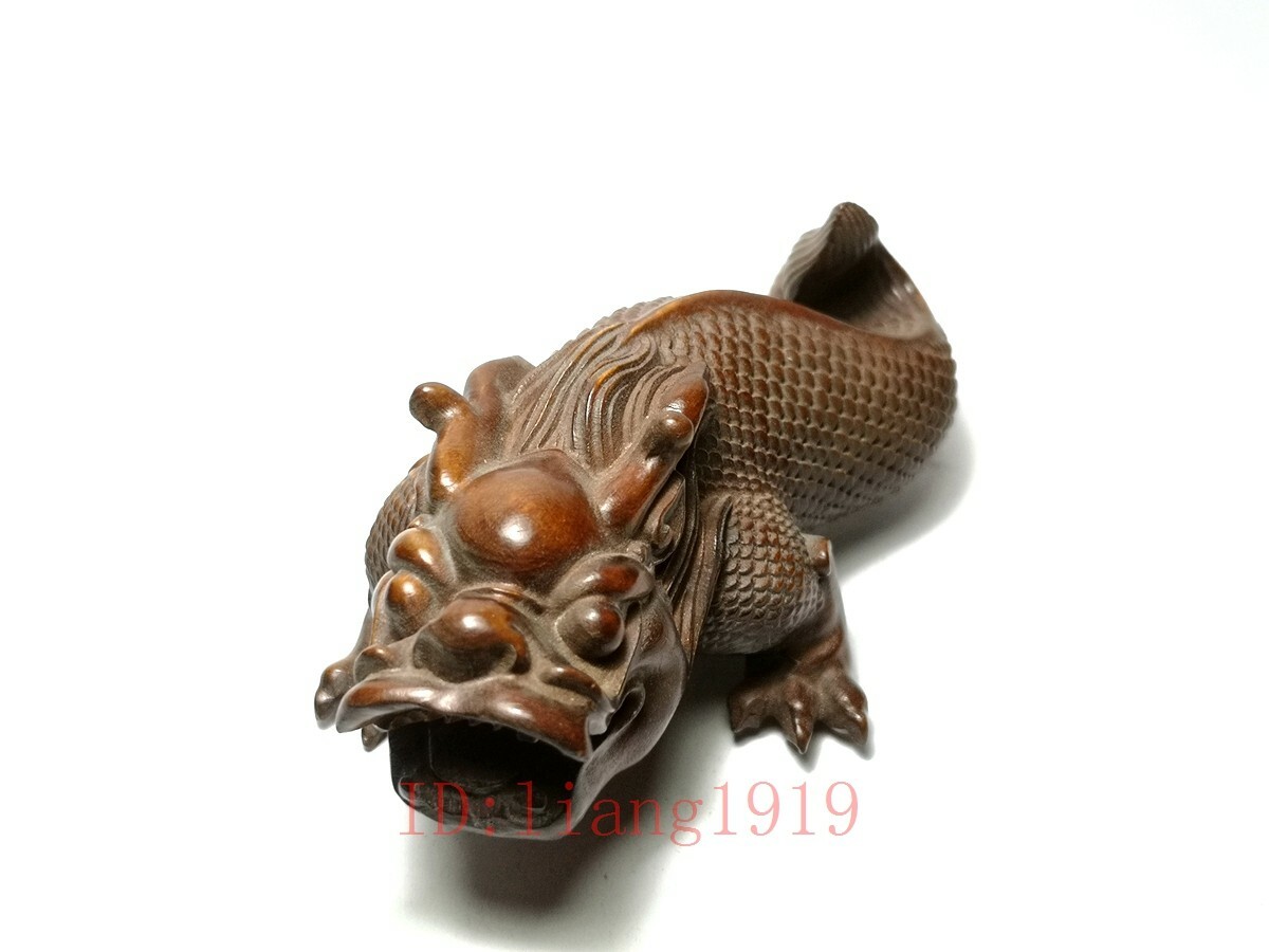 中国の黄楊木製手彫り龍像、古美術品、収集品 - Vintage Collectible Figures のレビューと価格
